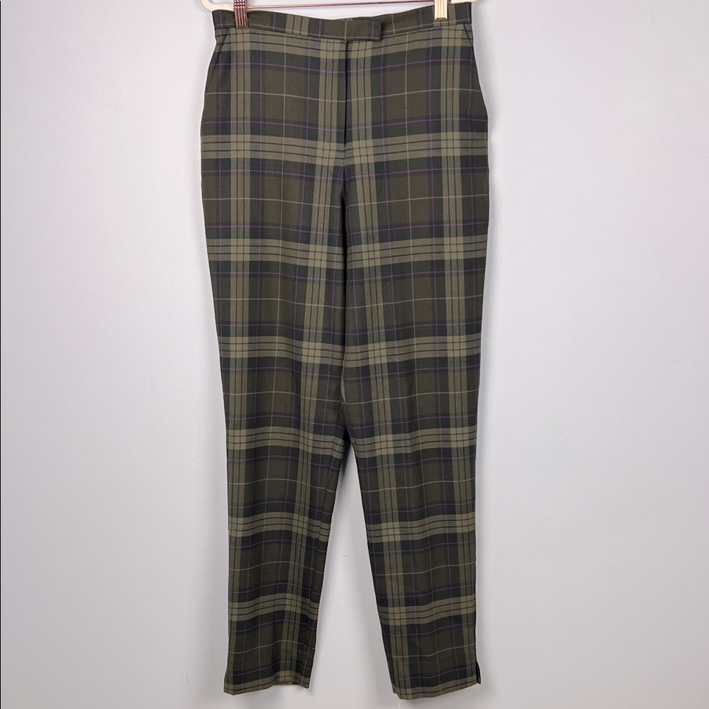 Burns women's size 8 plaid academia wool blend ankle vented pants
